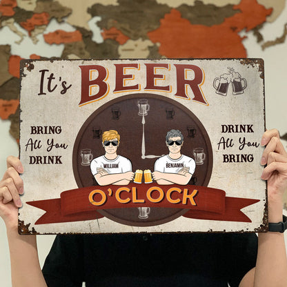 Beer Time Drink All You Bring - Backyard Decor - Personalized Custom Classic Metal Signs