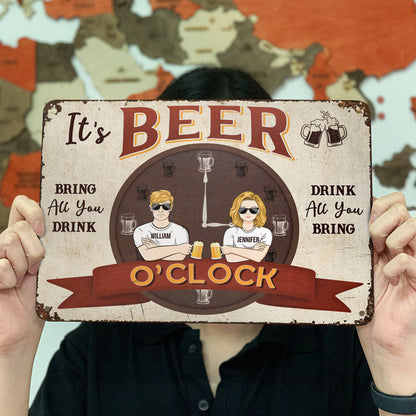 Beer Time Drink All You Bring - Backyard Decor - Personalized Custom Classic Metal Signs