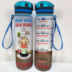 Chibi Girl Read Books Be Happy - Book Lovers Gift - Personalized Custom Water Tracker Bottle
