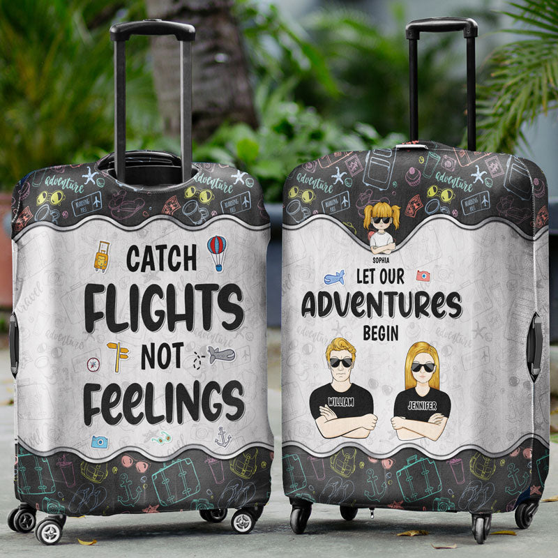 Traveling Family Let Our Adventures Begin - Gift For Couple - Personalized Custom Luggage Cover