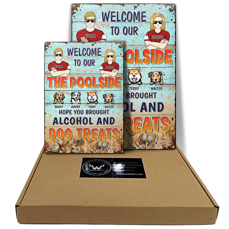 Tiki Bar Hope You Brought Alcohol Dog Treats Couple - Dog Lovers Gift - Personalized Custom Classic Metal Signs