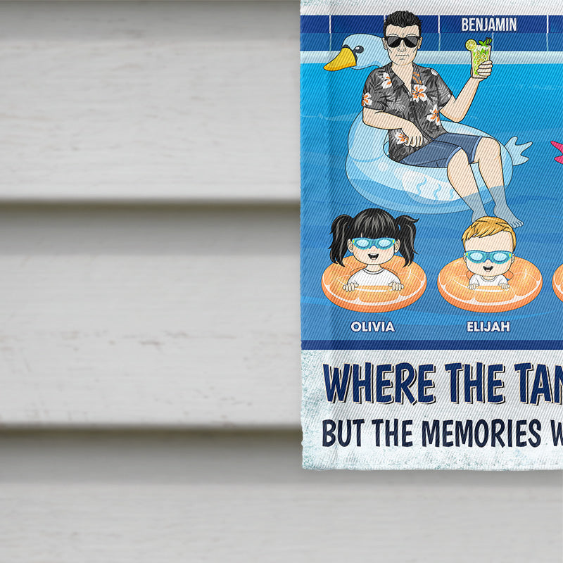 Family Poolside The Memories Will Last Forever - Gift For Couple - Personalized Custom Flag