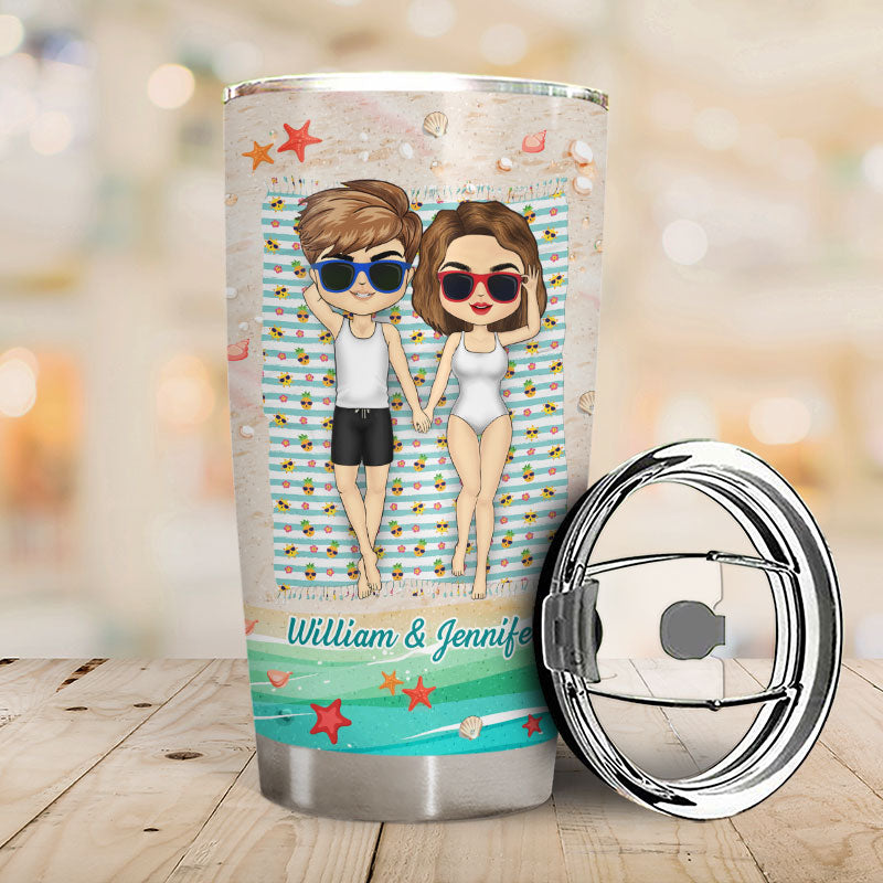 I Love You To The Beach And Back Couple Husband Wife - Gift For Couple - Personalized Custom Tumbler