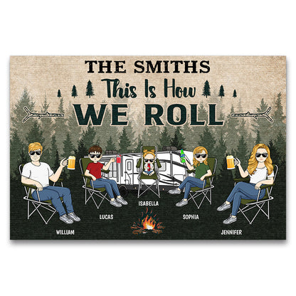 Camping Family This Is How We Roll - Gift For Couple - Personalized Custom Doormat