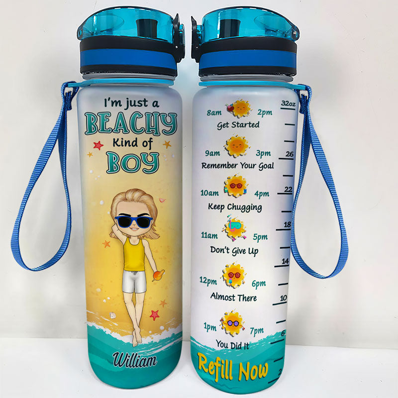 Chibi Girl Just A Beachy Kind Of Girl - Gift For Beach Lovers - Personalized Custom Water Bottle Tracker
