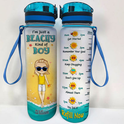 Chibi Girl Just A Beachy Kind Of Girl - Gift For Beach Lovers - Personalized Custom Water Bottle Tracker
