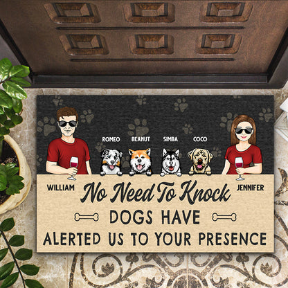 Husband Wife Dogs Have Alerted Us To Your Presence - Gift For Couples - Personalized Custom Doormat