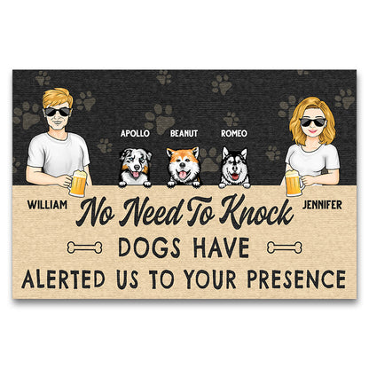 Husband Wife Dogs Have Alerted Us To Your Presence - Gift For Couples - Personalized Custom Doormat