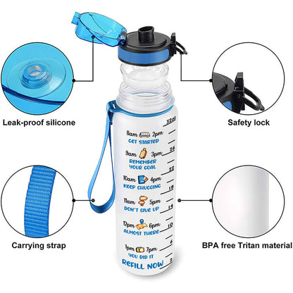 Travel Is My Therapy - Gift For Traveling Lovers - Personalized Custom Water Tracker Bottle