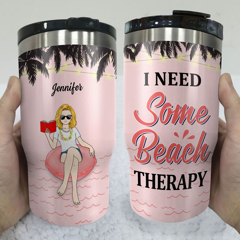 I Need Some Beach Therapy - Gift For Beach Lovers - Personalized Custom Triple 3 In 1 Can Cooler