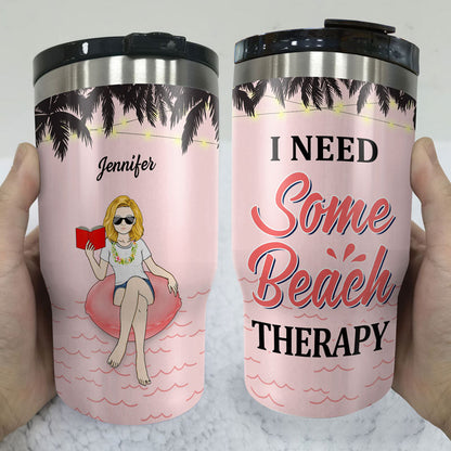 I Need Some Beach Therapy - Gift For Beach Lovers - Personalized Custom Triple 3 In 1 Can Cooler