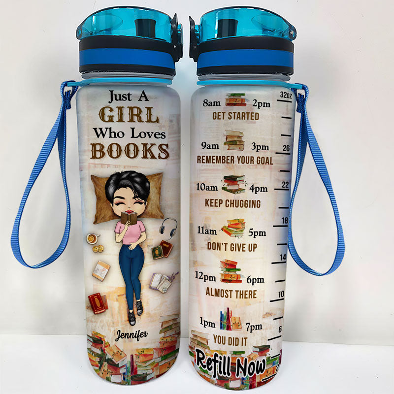 Drink Water Read Books Be Happy - Gift For Reading Lovers - Personalized Custom Water Tracker Bottle