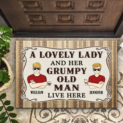 A Lovely Lady And Her Grumpy Old Man - Gift For Couple - Personalized Custom Doormat