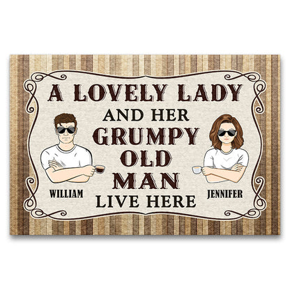 A Lovely Lady And Her Grumpy Old Man - Gift For Couple - Personalized Custom Doormat