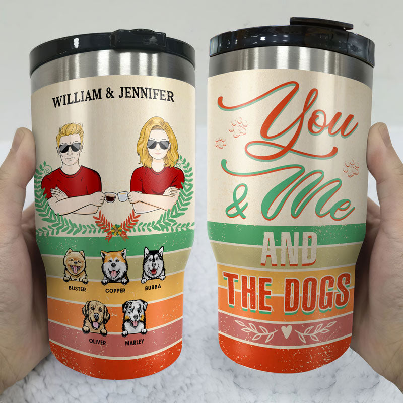 You & Me And The Dogs - Gift For Couple - Personalized Custom Triple 3 In 1 Can Cooler