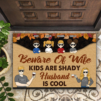 Beware Of Wife Husband Is Cool - Gift For Couple - Personalized Custom Doormat