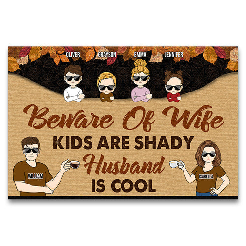 Beware Of Wife Husband Is Cool - Gift For Couple - Personalized Custom Doormat