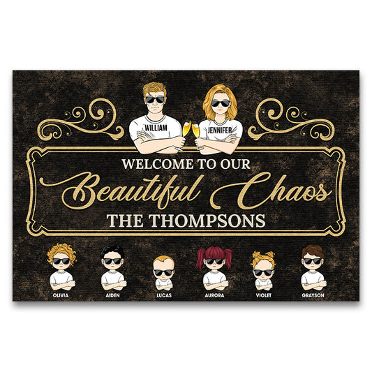 Welcome To Our Beautiful Chaos - Gift For Family Couple - Personalized Custom Doormat