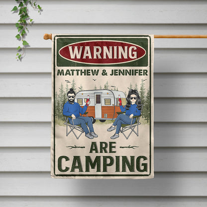 Warning Couple Are Camping - Gift For Couple - Personalized Custom Flag