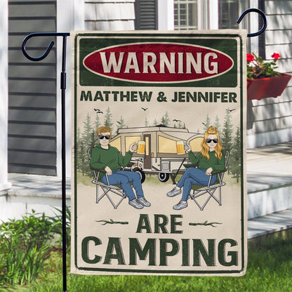 Warning Couple Are Camping - Gift For Couple - Personalized Custom Flag