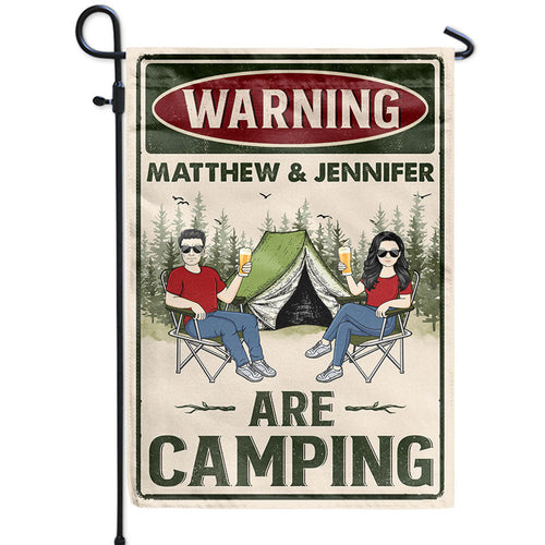 Warning Couple Are Camping - Gift For Couple - Personalized Custom Flag