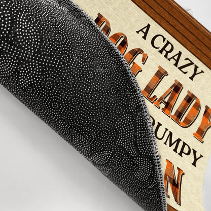 Chibi Couple Crazy Dog Lady And Her Grumpy Old Man - Gift For Dog Lovers - Personalized Custom Doormat