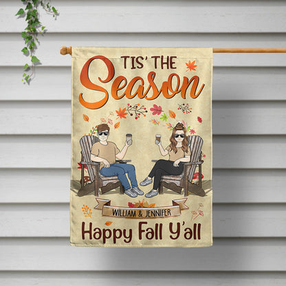 Fall Couple Tis' The Season - Gift For Couple - Personalized Custom Flag