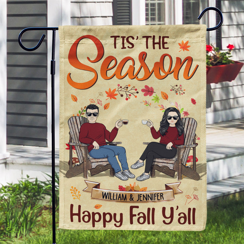 Fall Couple Tis' The Season - Gift For Couple - Personalized Custom Flag
