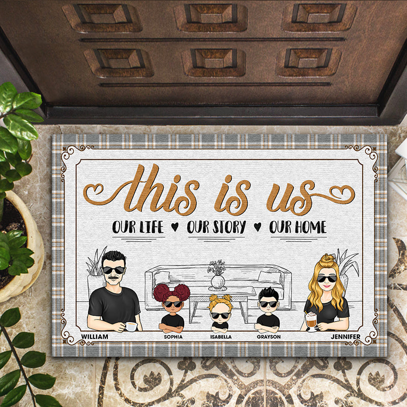 Family This Is Us Our Life Our Story Our Home - Couple Gift - Personalized Custom Doormat