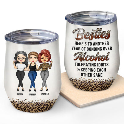Chibi Besties Keeping Each Other Sane - BFF Bestie Gift - Personalized Custom Wine Tumbler