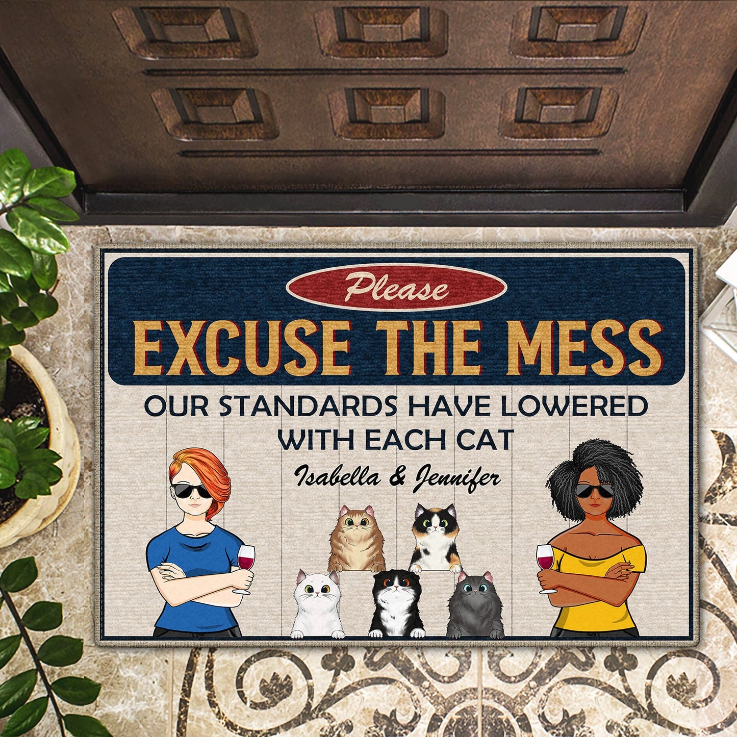 Family Pet Lovers Excuse The Mess - Gift For Pet Owners - Personalized Custom Doormat