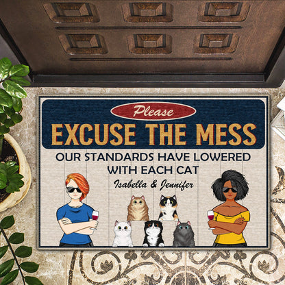 Family Pet Lovers Excuse The Mess - Gift For Pet Owners - Personalized Custom Doormat