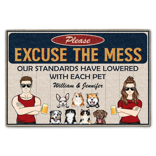 Family Pet Lovers Excuse The Mess - Gift For Pet Owners - Personalized Custom Doormat