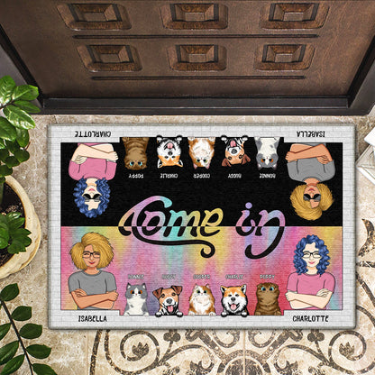 Dog Cat Come In Go Away - Gift For Couples - Personalized Custom Doormat