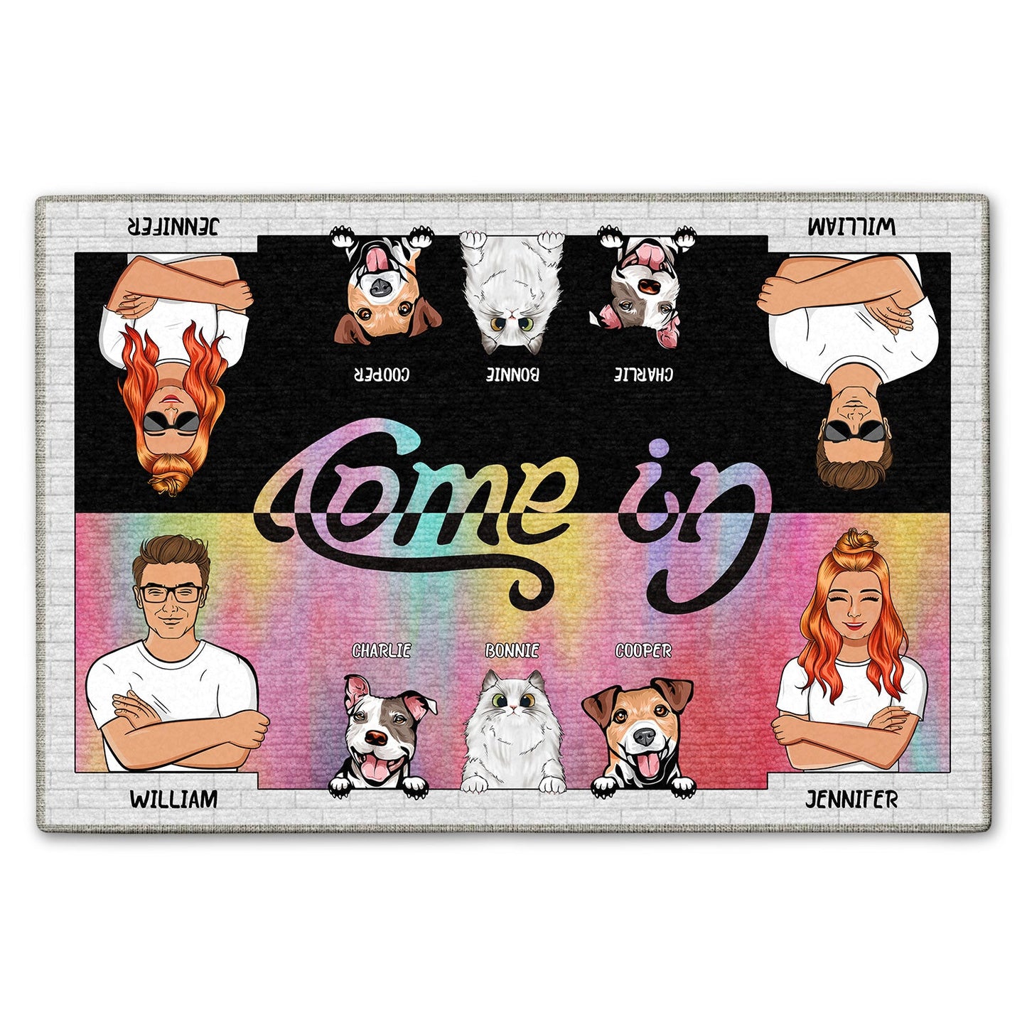 Dog Cat Come In Go Away - Gift For Couples - Personalized Custom Doormat