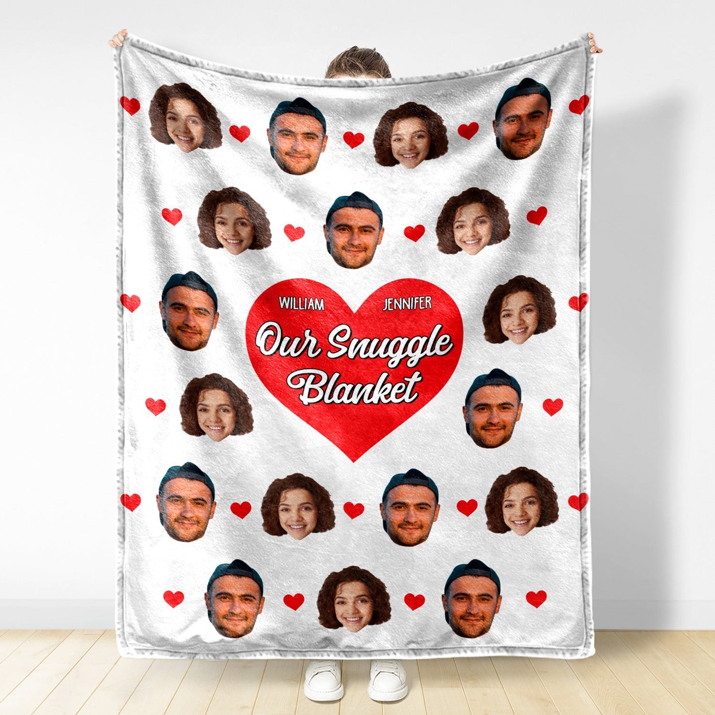 Custom Photo Face Couple Our Snuggle Blanket - Custom Photo Gift For Couples - Personalized Custom Fleece Blanket