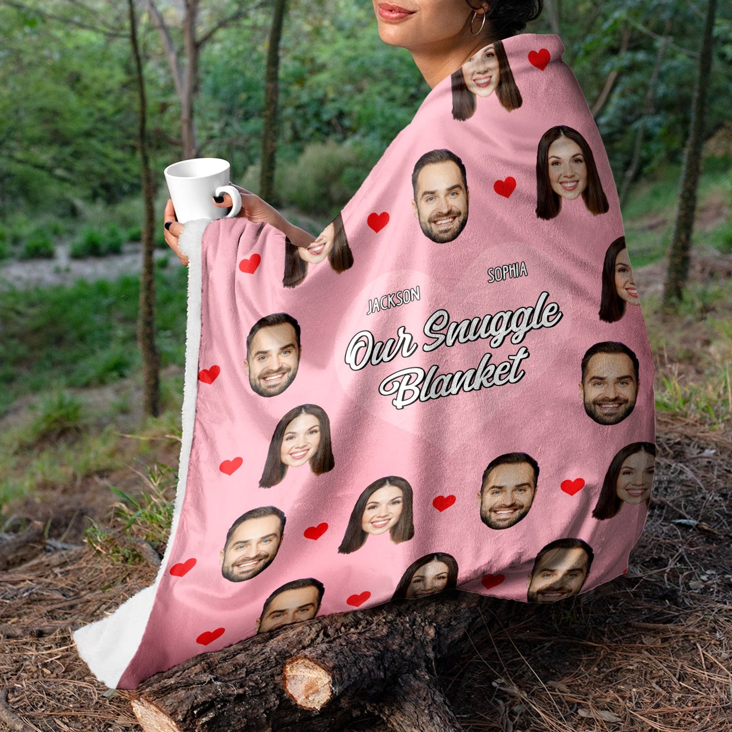 Custom Photo Face Couple Our Snuggle Blanket - Custom Photo Gift For Couples - Personalized Custom Fleece Blanket