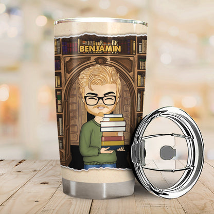 Reading Just A Girl Boy Who Loves Books - Gift For Book Lovers - Personalized Custom Tumbler