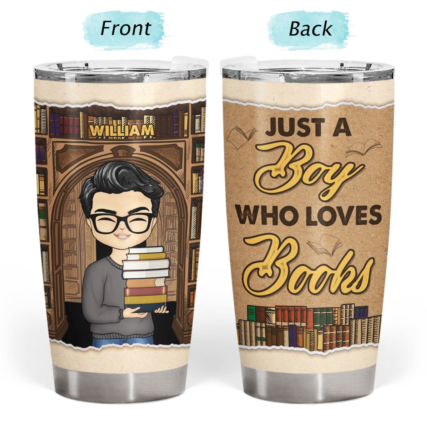 Reading Just A Girl Boy Who Loves Books - Gift For Book Lovers - Personalized Custom Tumbler