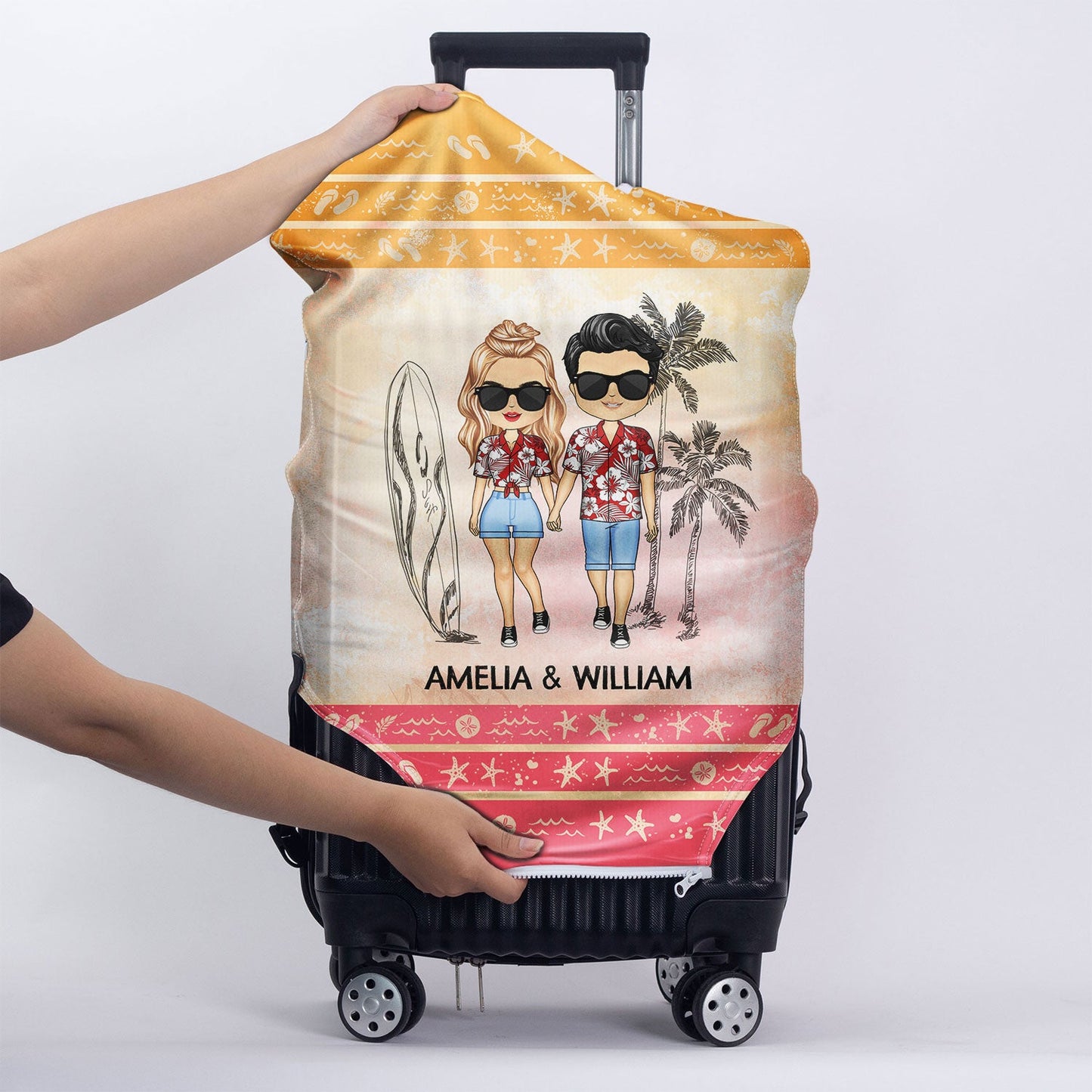 It Doesn't Matter Where You Go In Life Beach Traveling Couples - Personalized Custom Luggage Cover