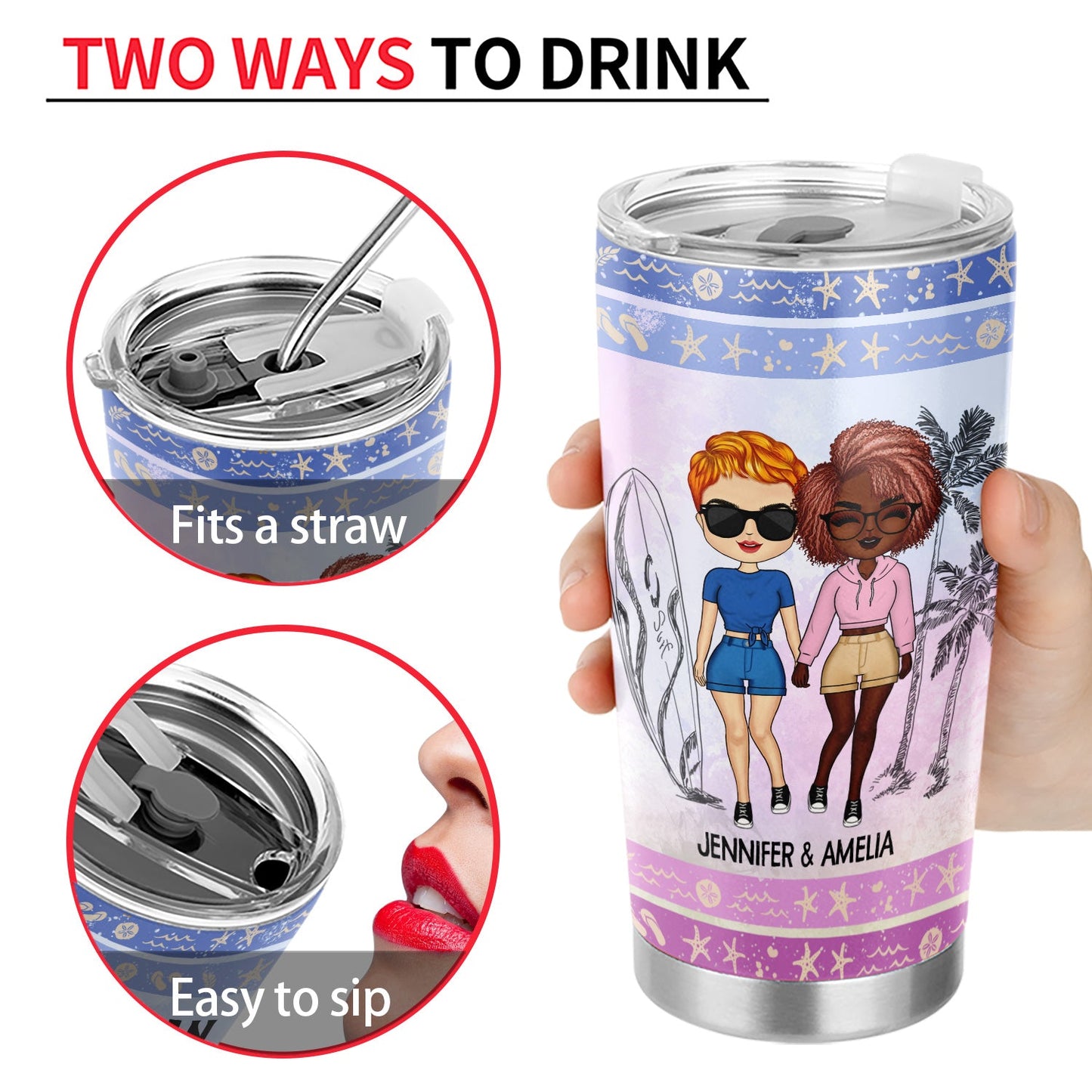 It Doesn't Matter Where You Go In Life Beach Traveling Couples - Personalized Custom Tumbler