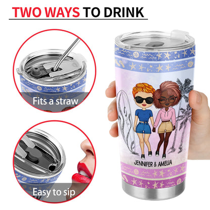 It Doesn't Matter Where You Go In Life Beach Traveling Couples - Personalized Custom Tumbler