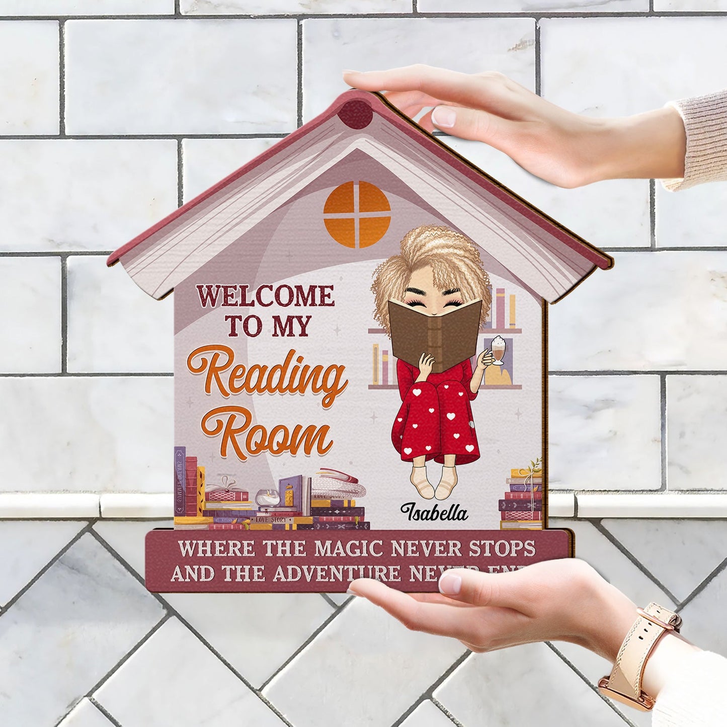 Welcome To My Reading Room - Gift For Book Lovers - Personalized Custom Shaped Wood Sign