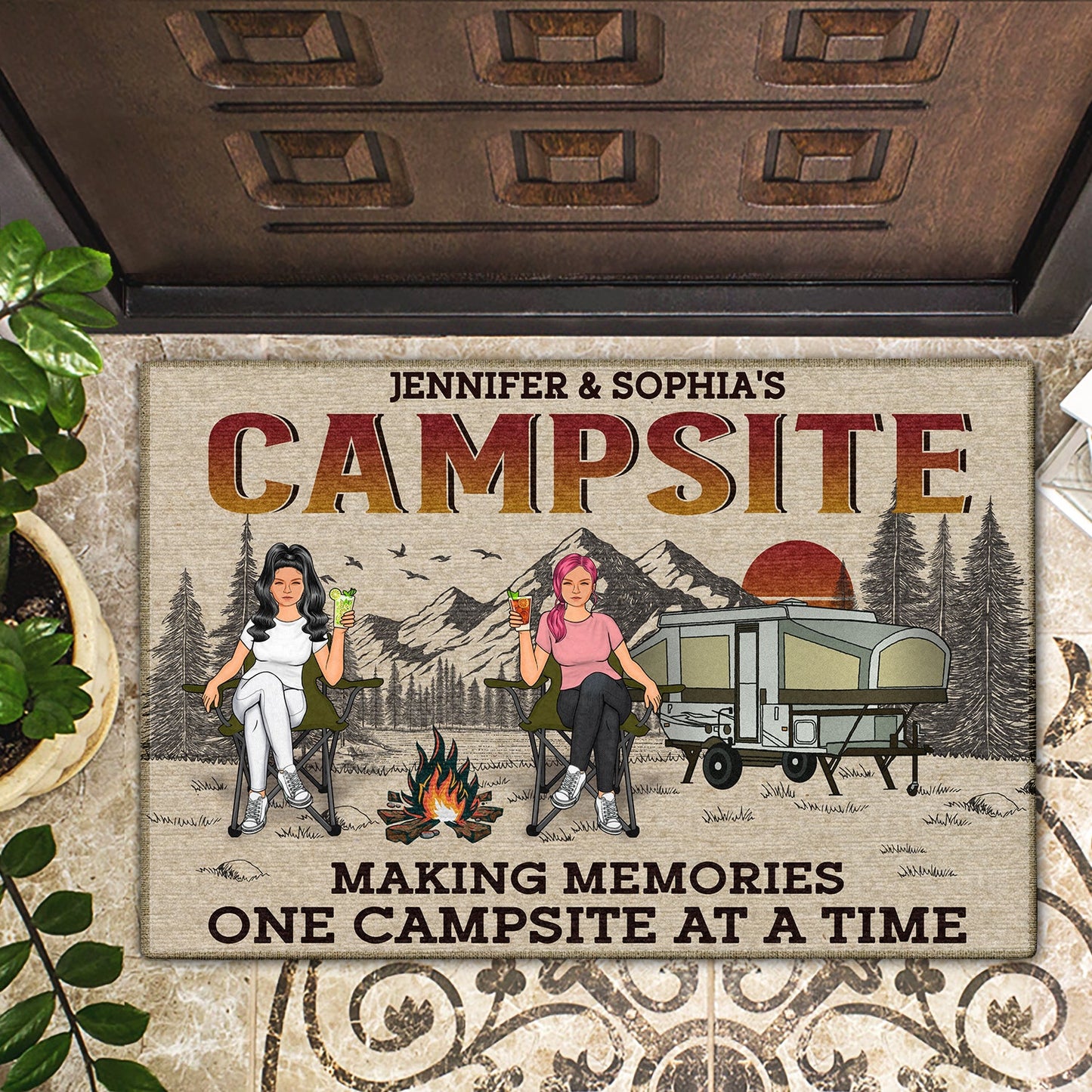 Making Memories One Campsite At A Time - Gift For Camping Lovers - Personalized Custom Doormat