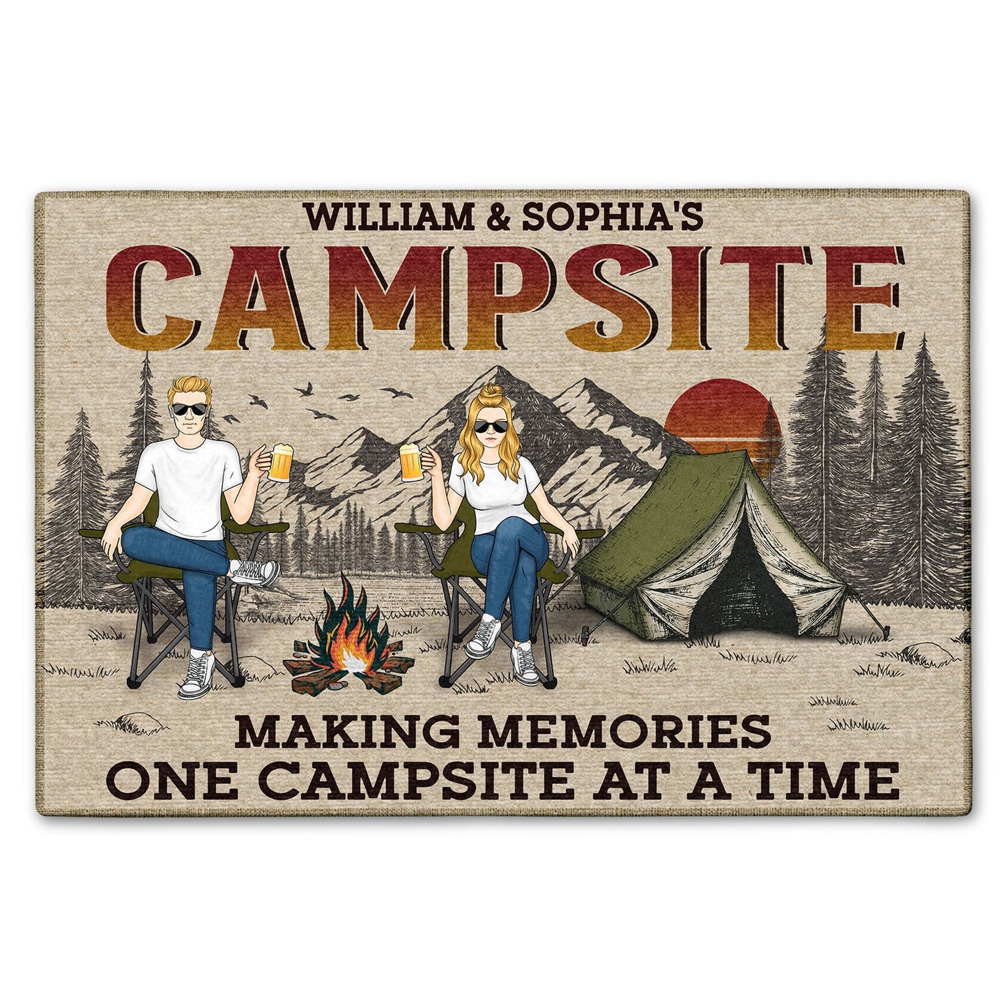 Making Memories One Campsite At A Time - Gift For Camping Lovers - Personalized Custom Doormat
