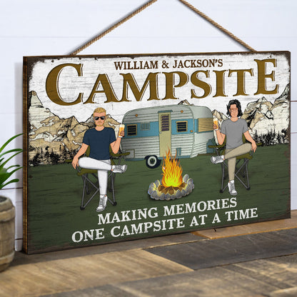 Making Memories One Campsite At A Time - Gift For Camping Lovers - Personalized Custom Wood Rectangle Sign