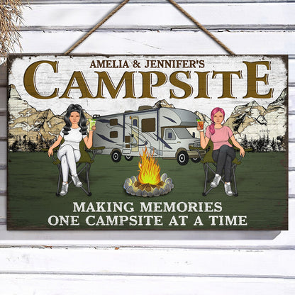 Making Memories One Campsite At A Time - Gift For Camping Lovers - Personalized Custom Wood Rectangle Sign