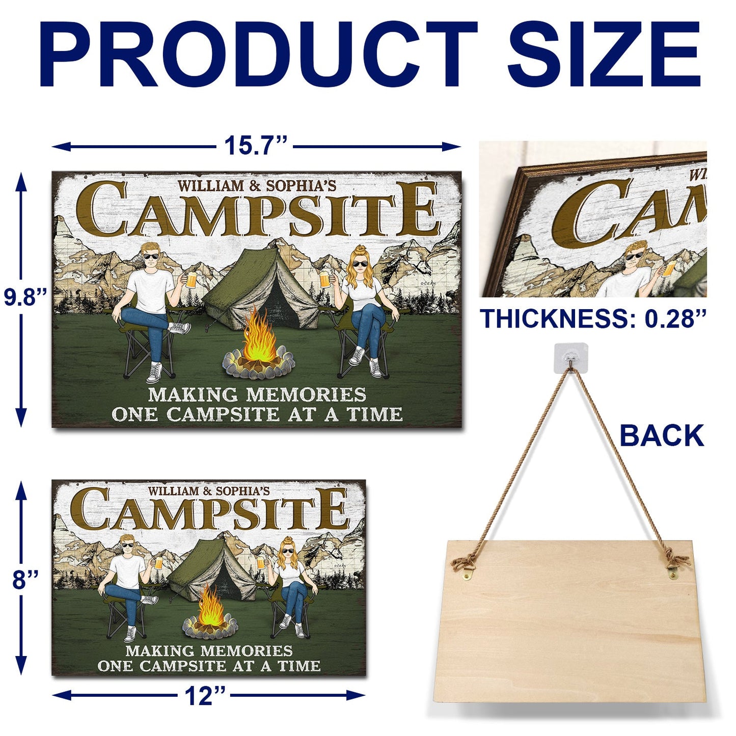 Making Memories One Campsite At A Time - Gift For Camping Lovers - Personalized Custom Wood Rectangle Sign