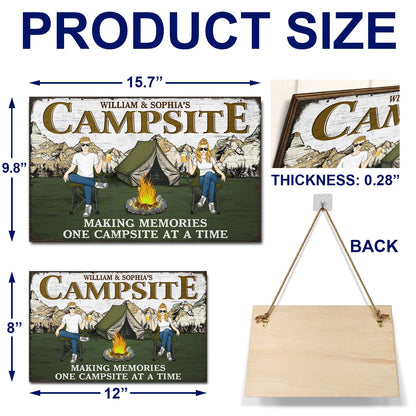 Making Memories One Campsite At A Time - Gift For Camping Lovers - Personalized Custom Wood Rectangle Sign