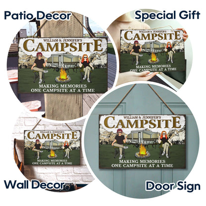 Making Memories One Campsite At A Time - Gift For Camping Lovers - Personalized Custom Wood Rectangle Sign